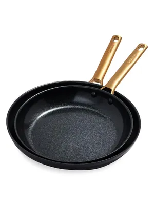 Reserve 2-Piece 10-Inch & 12-Inch Nonstick Ceramic & Stainless Steel Fry Pan Set