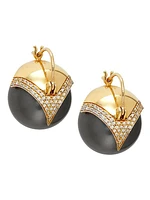 18K Yellow Gold, Diamond & 15MM Pearl Armor Drop Earrings