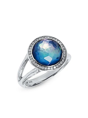 Lollipop® Mini Sterling Silver, Lapis Triplet & Diamond Ring