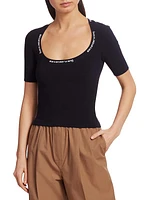 Jacquard Trim Bodycon T-Shirt