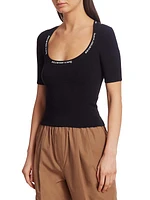 Jacquard Trim Bodycon T-Shirt