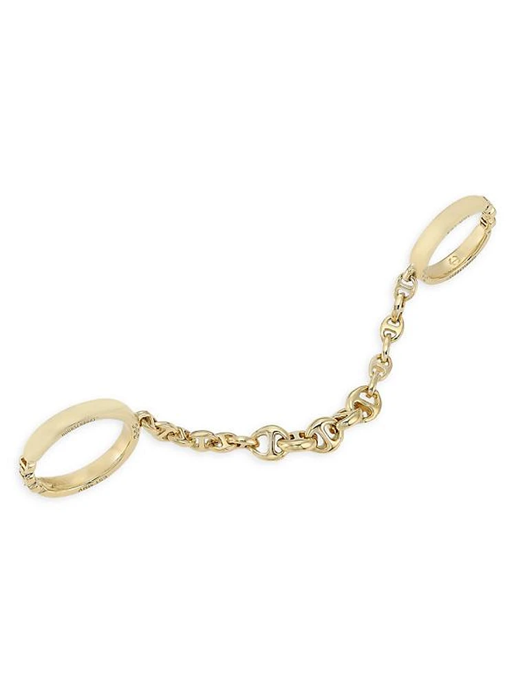 18K Rose Gold Double-Band Bonded Open-Links Chain Ring