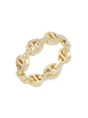 Quad-Link 18K Yellow Gold & Diamond Ring