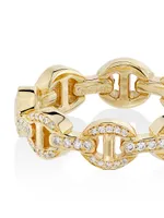 Quad-Link 18K Yellow Gold & Diamond Ring