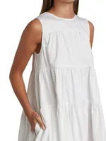 Essentials Sleeveless Tiered Poplin Midi Dress