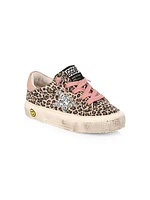 Little Girl's & Girl's May Leopard-Print Leather Sneakers