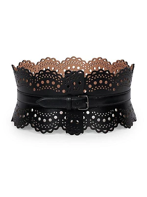 Scalloped Leather Corset Belt