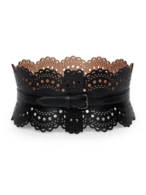 Scalloped Leather Corset Belt