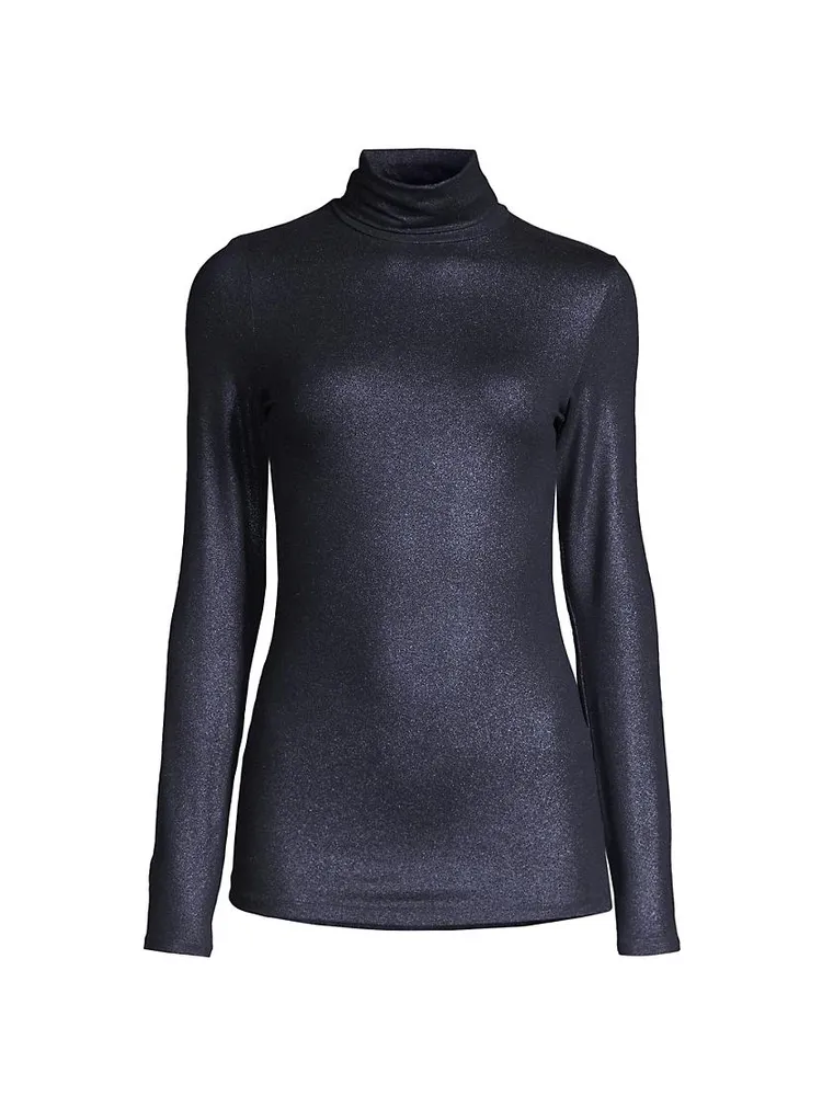 Soft Touch Metallic Turtleneck