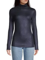 Soft Touch Metallic Turtleneck