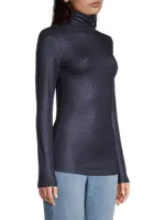 Soft Touch Metallic Turtleneck