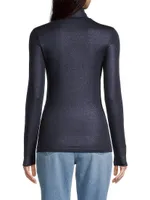 Soft Touch Metallic Turtleneck