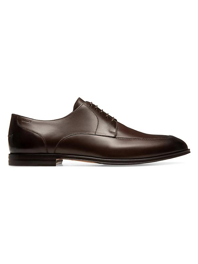 Apron-Toe Leather Derby Shoes