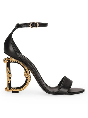 Sculpted-Heel Baroque DG Leather Sandals