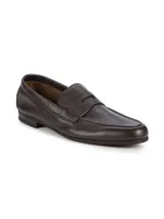 Thorne Pebble-Grained Leather Penny Loafers