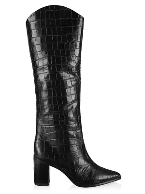 Analeah Lizard-Embossed Leather Boots