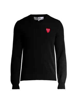 Play Double Heart V-Neck Pullover