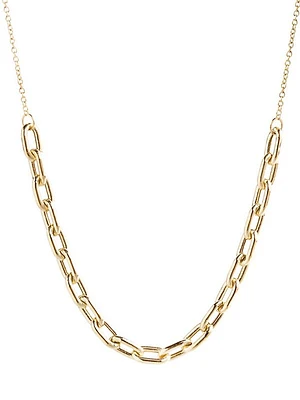 14K Yellow Gold Square-Oval Link Station Necklace