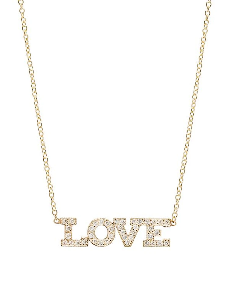 14K Yellow Gold & Diamond Love Pendant Necklace