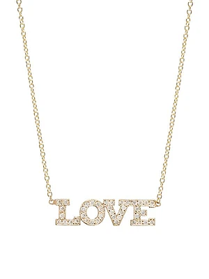 14K Yellow Gold & Diamond Love Pendant Necklace