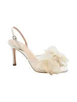 Bridal Sparkle Tulle & Leather Slingback Sandals