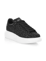 Women's Glitter Leather Platform Sneakers