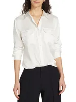 Signature Button-Up Silk Blouse