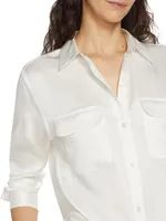 Signature Button-Up Silk Blouse