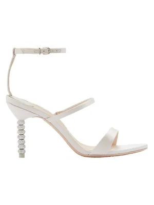 Rosalind Embellished-Heel Satin Sandals