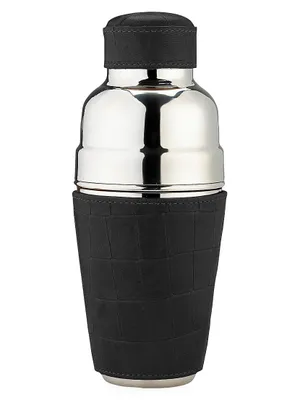 Crocodile-Embossed Leather Stainless Steel Cocktail Shaker