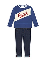 Little Boy's & Boy's Stripe Logo Sweatshirt