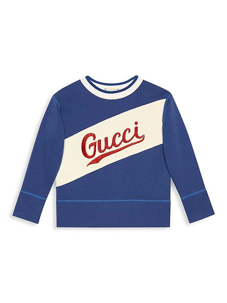 Little Boy's & Boy's Stripe Logo Sweatshirt