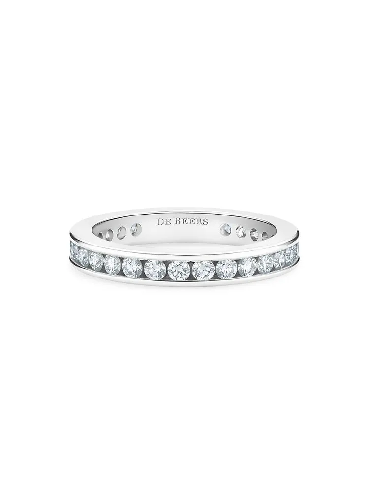 Platinum & Channel-Set Natural Diamond Eternity Band/3MM