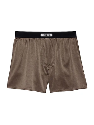 Stretch-Silk Logo Boxer Shorts