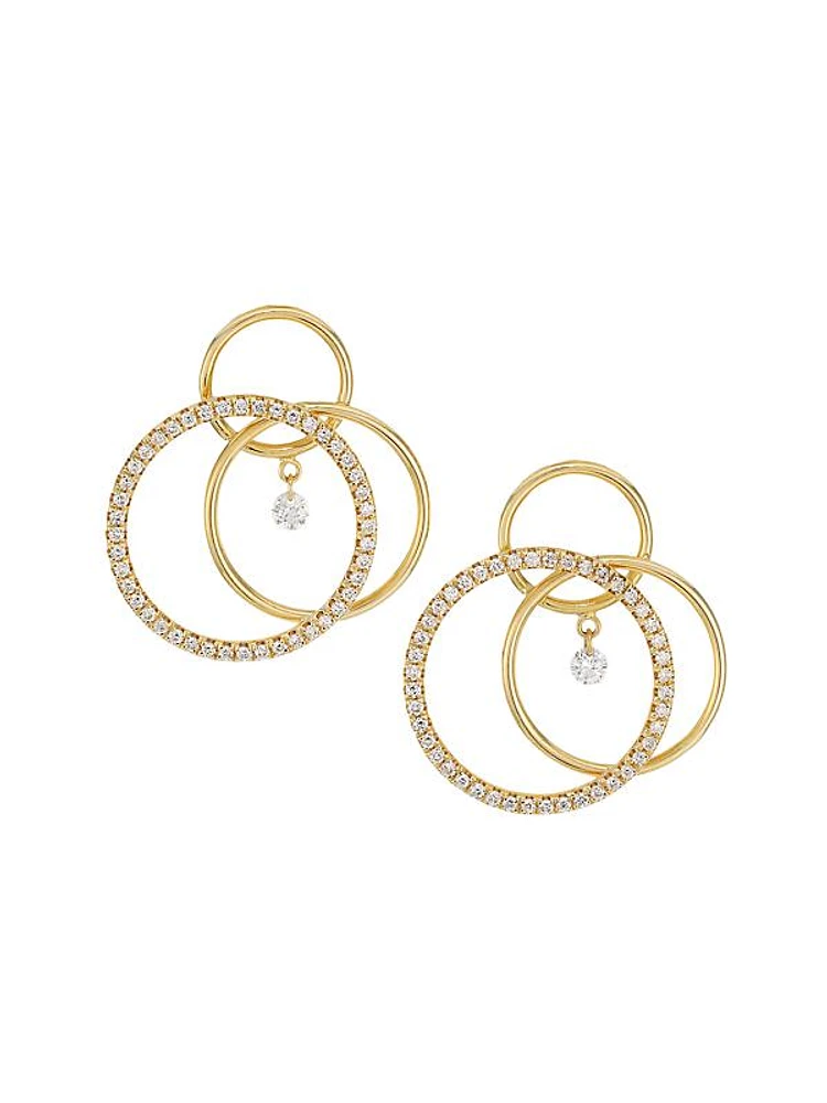 Tourbillon 18K Yellow Gold & Diamond Triple-Hoop Single Earring