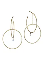 Turn Around 18K Yellow Gold & Diamond Orbiting Hoop Earrings