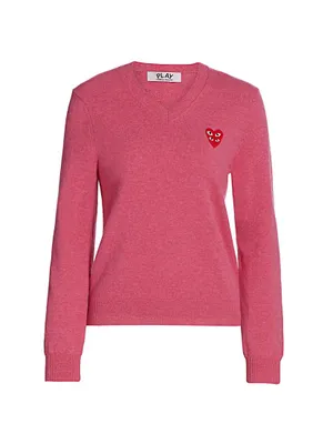 Double Heart V-Neck Pullover