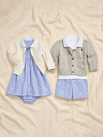 Baby Boy's Combed Cotton Button-Front Cardigan