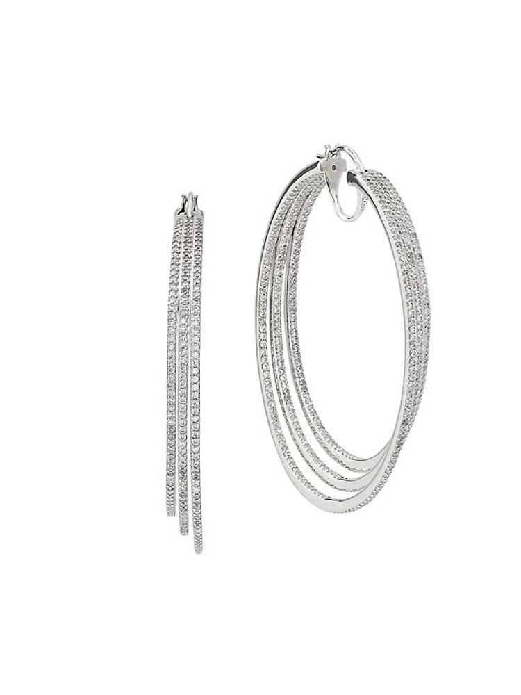 Sterling Silver & Cubic Zirconia Triple-Hoop Earrings