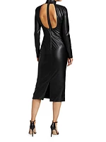 Delora Vegan Leather Bodycon Midi Dress