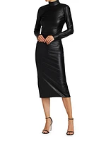 Delora Vegan Leather Bodycon Midi Dress