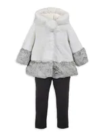 Baby's, Little Girl's & American Widgeon Faux Fur Colorblock A-line Coat