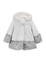 Baby's, Little Girl's & American Widgeon Faux Fur Colorblock A-line Coat