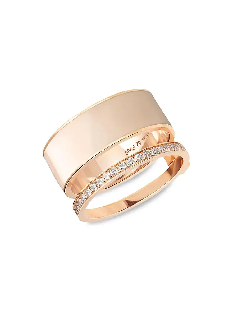 Berbere Chromatic 18K Rose Gold, Nude Lacquer & Diamond Pavé 2-Row Ring