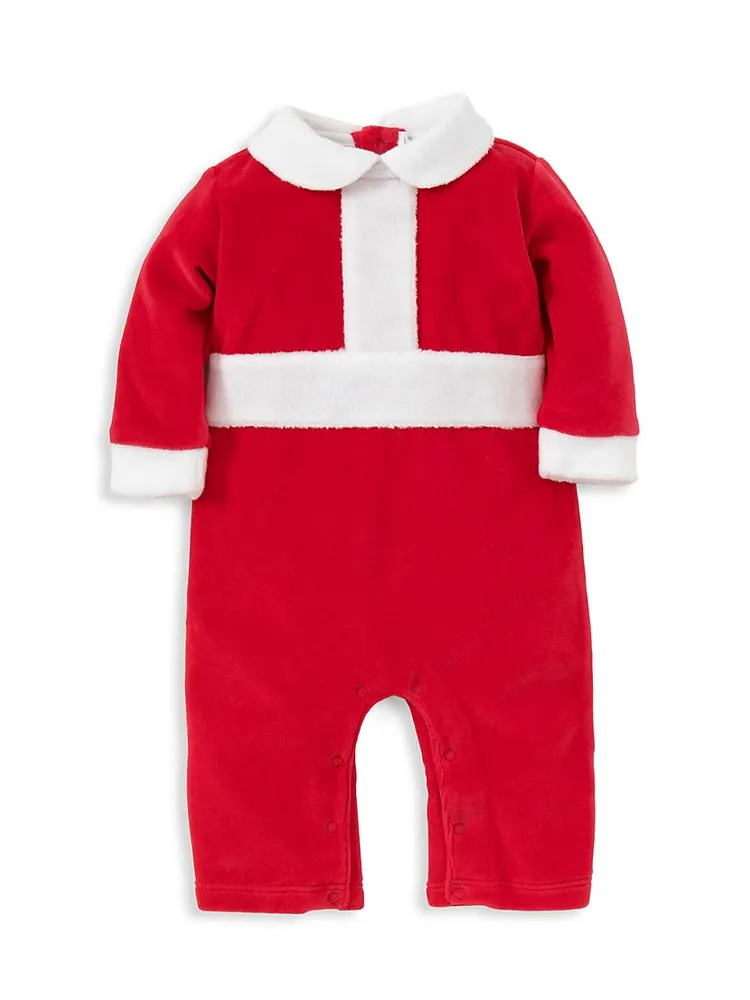 Baby Boy's Here Comes Santa Claus Velour Playsuit