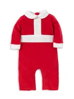 Baby Boy's Here Comes Santa Claus Velour Playsuit