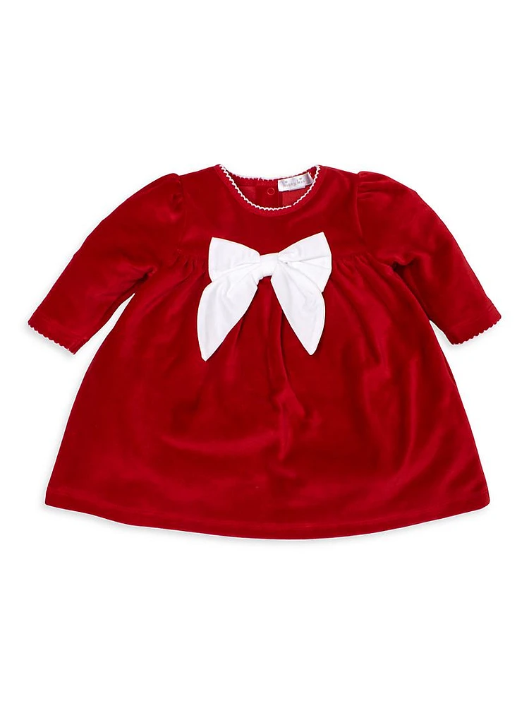 Baby Girl's Here Comes Santa Claus Velour Dress