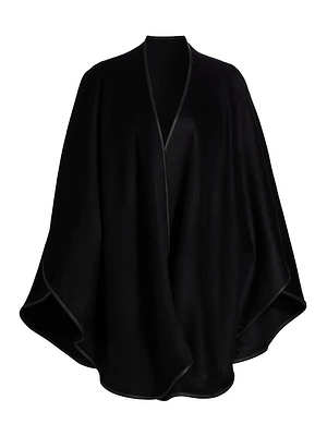 Leather-Trim Reversible Cashmere Cape