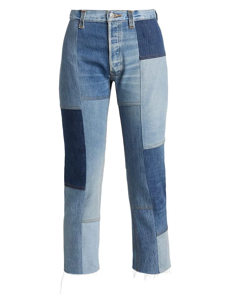 70s High-Rise Patched Straight Jeans