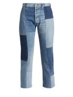 70s High-Rise Patched Straight Jeans